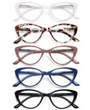 EYEURL Reading Glasses for Women 5 Pack Fashion Cat Eye Reading Glasses, Men Blue Light Blocking Readers with Spring Hinges Comp
