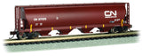 Bachmann Trains Canadian 4Bay Cylindrical Grain Hopper CAR Canadian National #377375 Oxide RED N Scale