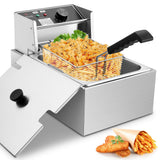 Deep Fryer with Basket 10L/12.7QT 1700W Electric Deep Fryers 0.7mm Thickened Stainless Steel Countertop Oil Fryer Large Capacity