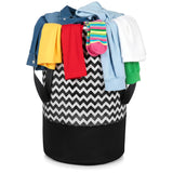 GLUN Printed Zig Zag Laundry Bag Pack of 1, Multipurpose Foldable Hanging Bag, Round Shape, Water Repellent, Lightweight & Durab