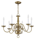 Livex Lighting 5006-01 Williamsburgh 6 Light Antique Brass Chandelier