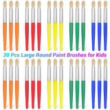 30Pcs Paint Brushes, Anezus Round Paint Brushes for Kids Classroom Toddlers Paint Brush Set for Touch Up Preschool Daycare Washa