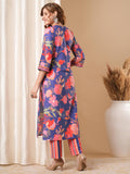 Gosriki Women'S Rayon Blend Straight Printed Kurta With Pant (Kalol Blue-Vks01-Gs_Xl_Blue_X-Large),Blue,,B0DBM1FJP7