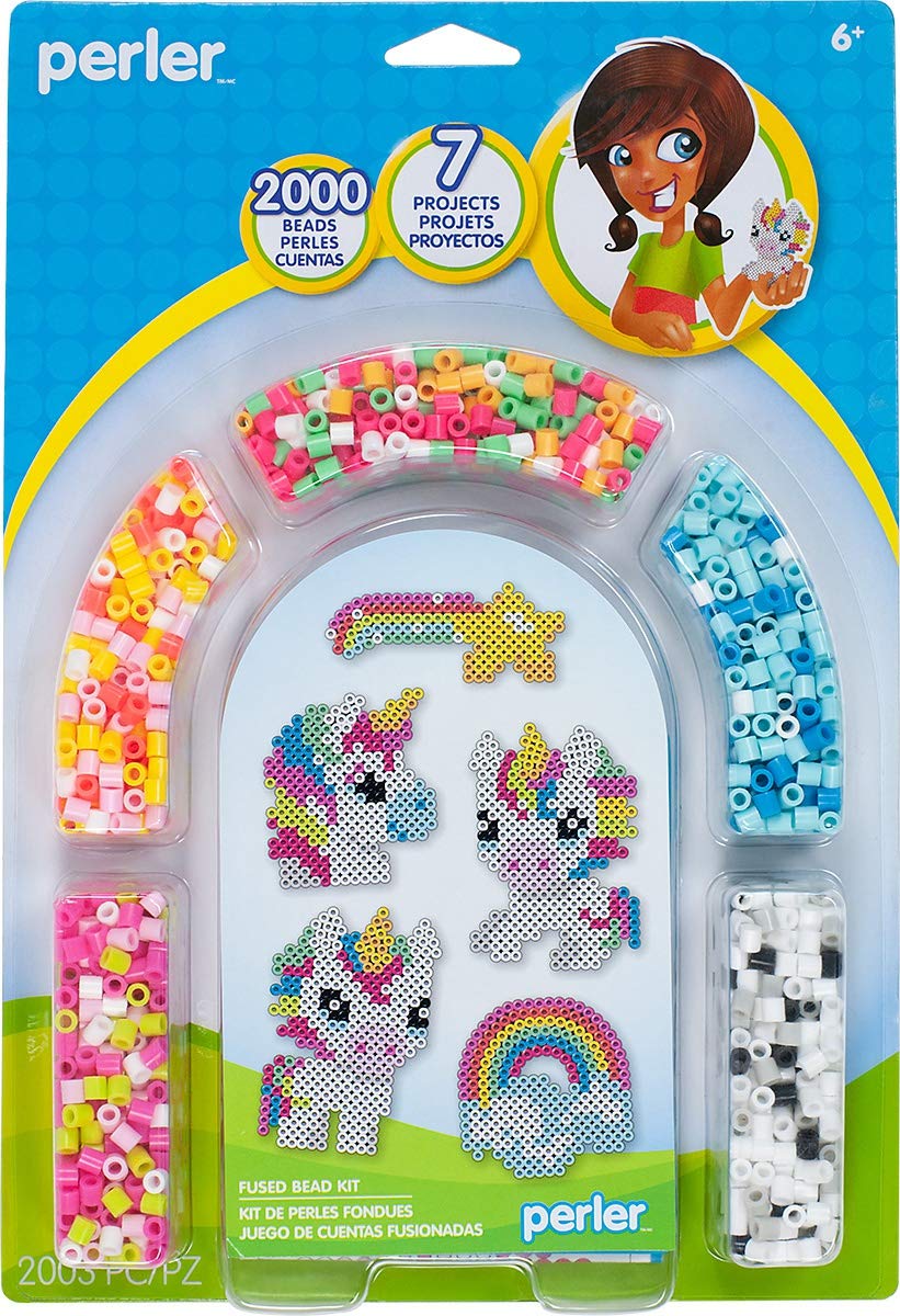 Perler Beads Rainbow Unicorn Fuse Bead Kit, 2000pcs, 7 Projects