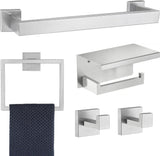 5 Pieces Bathroom Hardware Accessories Set Brushed Nickel, 24Inch Square Towel Racks Set for Bathroom, SUS304 Stainless Steel To