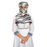 Switchon Export Quality Cotton Innovative Scarf With Closer Hook And Loop Tape Multi (Black_OffWhite)