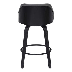 Alec Faux Leather Swivel Barstool, 30 Bar Height, Black And Gray