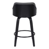Alec Faux Leather Swivel Barstool, 30 Bar Height, Black And Gray