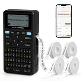 SUPVAN E11 Bluetooth Label Maker Machine with 4 Tapes, Support Keyboard & App with 40 Fonts and 650+ Icons, Rechargeable Inkless