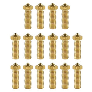 16PCS 3D Brass Volcano Nozzle M6 Thread Nozzles 0.2mm,0.3mm,0.4mm,0.5mm,0.6mm,0.8mm,1.0mm M6 Printed Head for 1.75mm Filament 3D