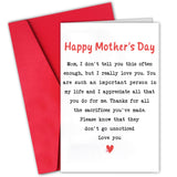 PRPinkRain Happy Mothers Day Card - Heartfelt Mothers Day Card with Envelope for Mom Stepmother Grandma Women from Daughter, So