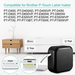 NineLeaf 2 Pack Compatible for Brother P-Touch Label Maker Tape TZe-241 TZe241 TZ-241 TZ241 Black on White 18mm 0.7 Inch Laminat