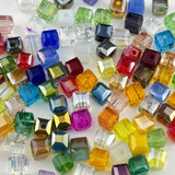 YUEXIGO 100pcs 6mm Cube Crystal Glass Beads for Jewelry Making Faceted Square Crystal Glass Bead Spacer Beads Loose Beads for Br