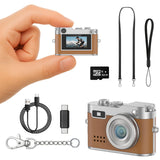 Mini Retro Camera with 1080P Video, 12MP Photos, Keychain Digital Camera, Ultra-Compact Tiny Camera with 32GB SD Card, OTG Adapt