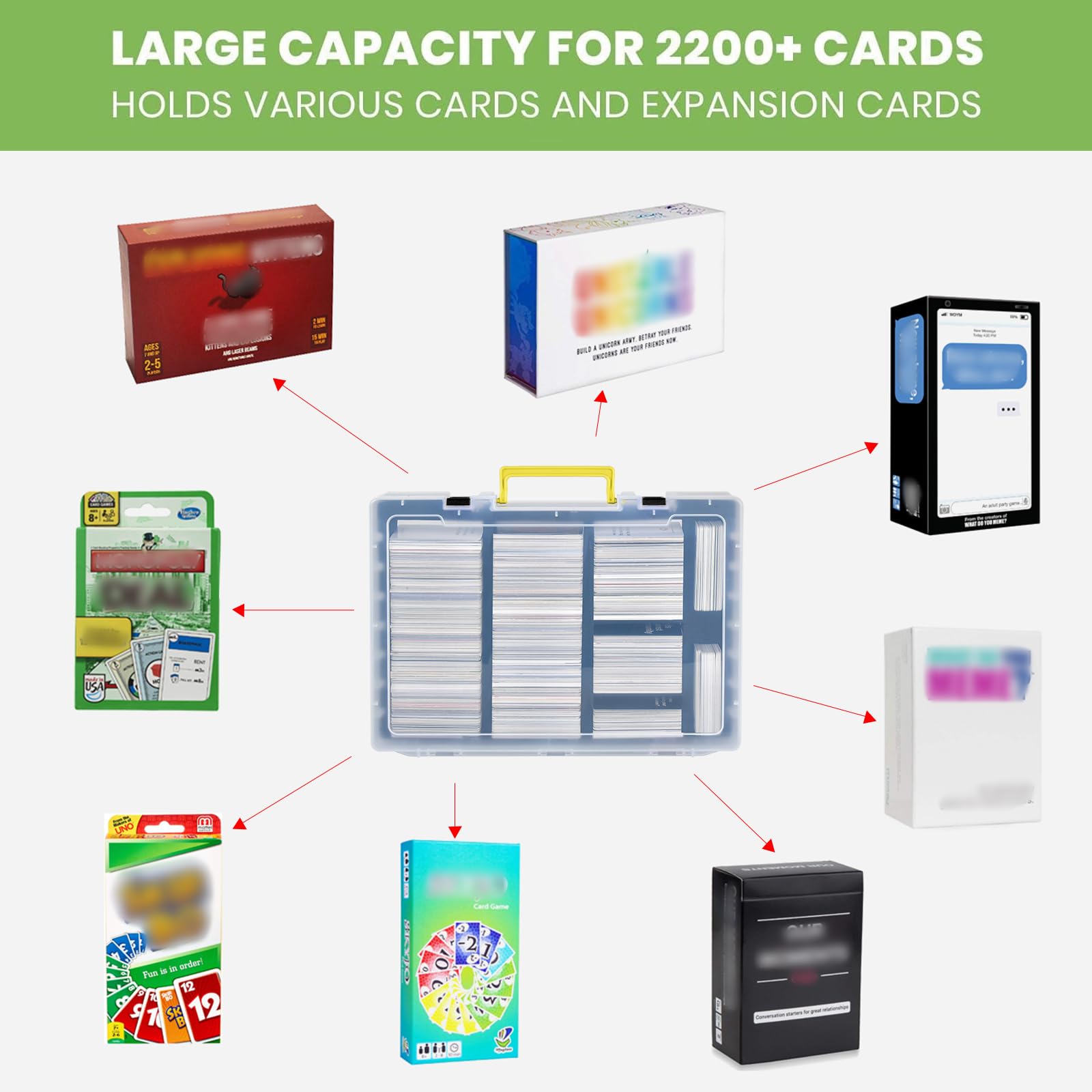 ALKOO 2200+ Large Trading Card Storage Box Case Holder for Kids Against Maturity, C.A.H MTG Deck Organizer for Cards Against Hum