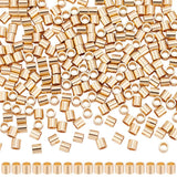 Beebeecraft 300Pcs Crimp Tube Beads 1.5mm Real 14K Gold Filled Column Tube Crimp Ends 1mm Hole Cord Caps Loose Spacer Beads for 
