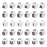 Sparkeads 300 Pcs Acrylic Letter Beads A E I O U Alphabet Large Hole Beads European Bead Horizontal Hole Cube Spacer Bead with L