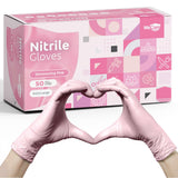 WECARE Pink Disposable Nitrile Gloves X Large - 50 Pack - 3 Mil - Powder and Latex Free - Non-Sterile - Food Safe Gloves