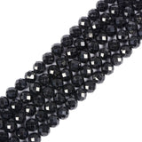 6mm Black Tourmaline Faceted Gemstone Round Loose Beads Strand 15.5-16 DIY Jewelry Making