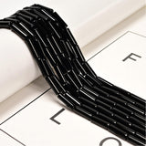 30 Pcs 4x13mm Black Onyx Agate Stone Long Cylinder Tube Beads for Jewelry Making - Round Tubular Beads for Bracelets Necklace DI