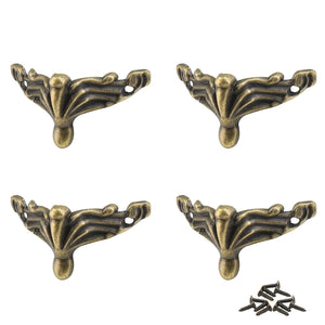 Hitefu 24PCS Antique Brass Alloy Jewelry Box Legs, Wood Case Decorative Legs Hardware, Chest Box Legs Feet Corner Protector Deco