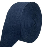 PAMIR TONG Dark Navy Blue Herringbone Twill Tape Ribbon 1 1/2 Inch - 20 Yards- Natural Soft Cotton Binding Edge Trim for Tote Ba