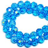 DIQIO 10mm 32 Faceted Iridescent Crystal Beads (65-72pcs, Blue AB)