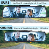 Wontolf 12'' Rear View Mirror Universal Rearview Mirror Interior Anti-glare Frameless Panoramic Wide Angle HD RearView Mirror wi