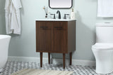 Elegant Decor Indoor Modern Under Sink Bathroom Fixtures Storage Organizer Cabinet 24 Inch Single Bathroom Vanity - Walnut