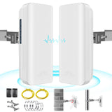 5.8GHz Point to Point Outdoor Wireless Bridge with 2 100 Mbps Ports and Bracket Mounts, Wifi Bridge, Ethernet Bridge, Starlink W