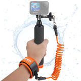 Action Camera Non-Slip Handler Floating Hand Grip Holder Mount + Steel-cored Safety Wrist Strap for GoPro Sony Insta360 Olympus 