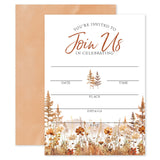Whaline Fall Invitations 25 Sets Autumn Floral Mountain Invitation Cards with Envelopes Stickers Rustic Blank Invites for Thanks