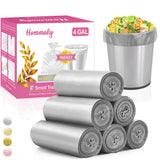 4 Gallon 180pcs Small Silver Grey Trash Bags Strong Grey Garbage Bags, Bathroom Trash Can Bin Liners, Plastic Bags for Office, W