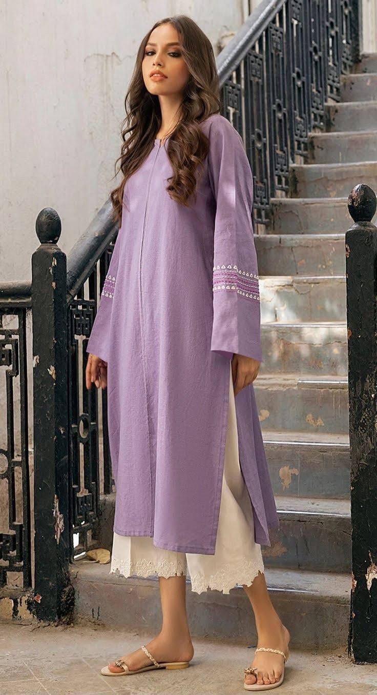 Anni Designer Women'S Rayon Viscose Straight Solid Kurta (Sejalani Purple_Xxl_Cream_Xx-Large),Purple,2XL,Rayon,Regular,