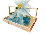 Vayu Art & Crafts Pine Wood Gift Hamper Pinewood Basket with Handle Holiday Rectangular Tray Pinewood Basket with MDF Base with