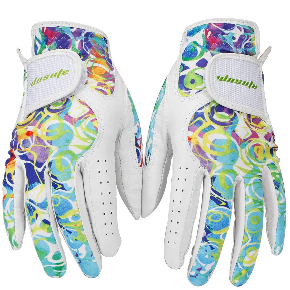 wosofe Golf Gloves for Women Ladies Girls Soft Leather Accessories Breathable for Non Slip 1 Pair