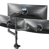 VIVO Pneumatic Arm Triple Ultrawide Monitor Extra Tall Desk Mount for Up to 49 inch Screens, Heavy Duty Clamp, Holds 3 Ultra Wid