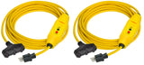 Electriduct GFCI Power Extension Cord 3 Outlets UL Outdoor Waterproof 15 Amp 12 Gauge Auto Reset GFI Adapter - 25FT Cord (2 Pack