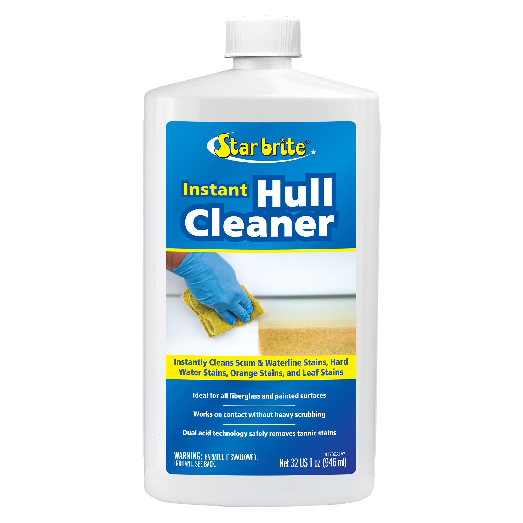 Star Brite Instant Hull Cleaner - Clean Stains & Scum Lines On Boat Hulls Easily & Effortlessly - 32 Oz (081732Ss)