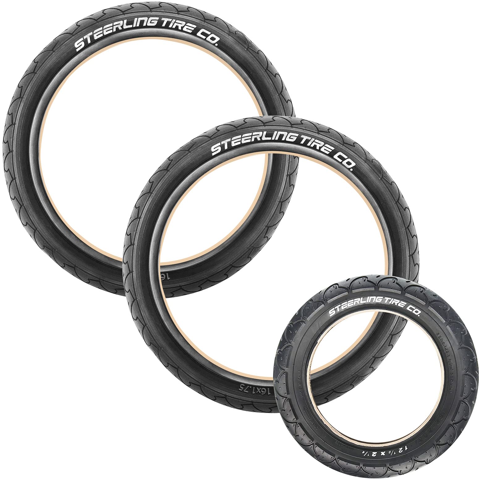 Steerling Tire Co Two 16 X 1.75 R And One 12.5 X 2.25 F Wheel Replacement Tires For Bob Revolution Se/Pro/Flex Strollers & S