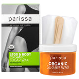 Parissa Organic Sugar Wax Kit for Legs & Body | USDA Certified, Vegan, Hypoallergenic, Microwavable & Water-Washable | Gentle & 