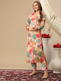 Gosriki Women'S Cotton Blend Straight Printed Kurta With Pant (Samlok White-Nj-Gs_Xl_White_X-Large),White,,B0D2NDT3XZ