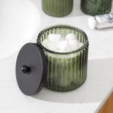 4PCs Heavy Weight Decent Glass Bathroom Accessories Set with Decorative Pressed Pattern - Includes Hand Soap Dispenser & Tumbler