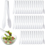 Tessco for you 50 Pcs Plastic Tongs for Serving Bulk, 9 Inch Plastic Disposable Serving Tongs, Heavy Duty Salad Tong for Kitchen