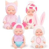 Hanaive 4 Pcs 4 Inch Mini Baby Dolls Lifelike Realistic Baby Dolls Animal Clothes Cute Tiny Gifts for Kids Birthday Party(Lovely