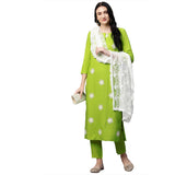 Gosriki Women'S Cotton Straight Kurta With Palazzo & Dupatta (Yashotha Green_M_Green_Medium),Green,,B09F9QF97C