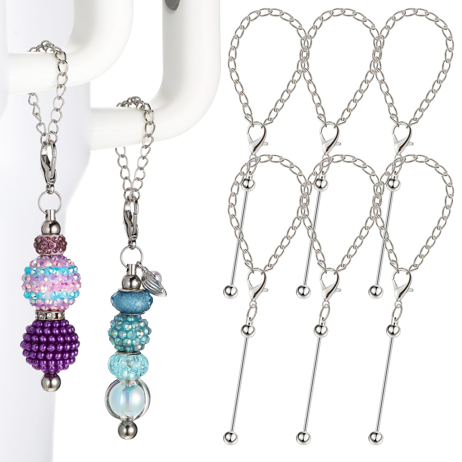 Sayglossy 6 Pcs Beadable Charm Compatible with Stanley Charm Accessories for Tumblers with Handle Cup Chains Wire for 30 40 oz W