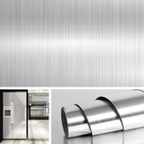 Livelynine 197x24 Inches Extra Wide Stainless Steel Contact Paper Silver Peel and Stick Wallpaper for Kitchen Adhesive Nickel Ap