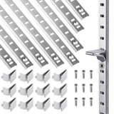 Xadnitu 20 Packs 17 Inches Metal Pilaster Shelf Bracket Rails with Adjustable Shelving Support Clips and Mount Screws for Cabine
