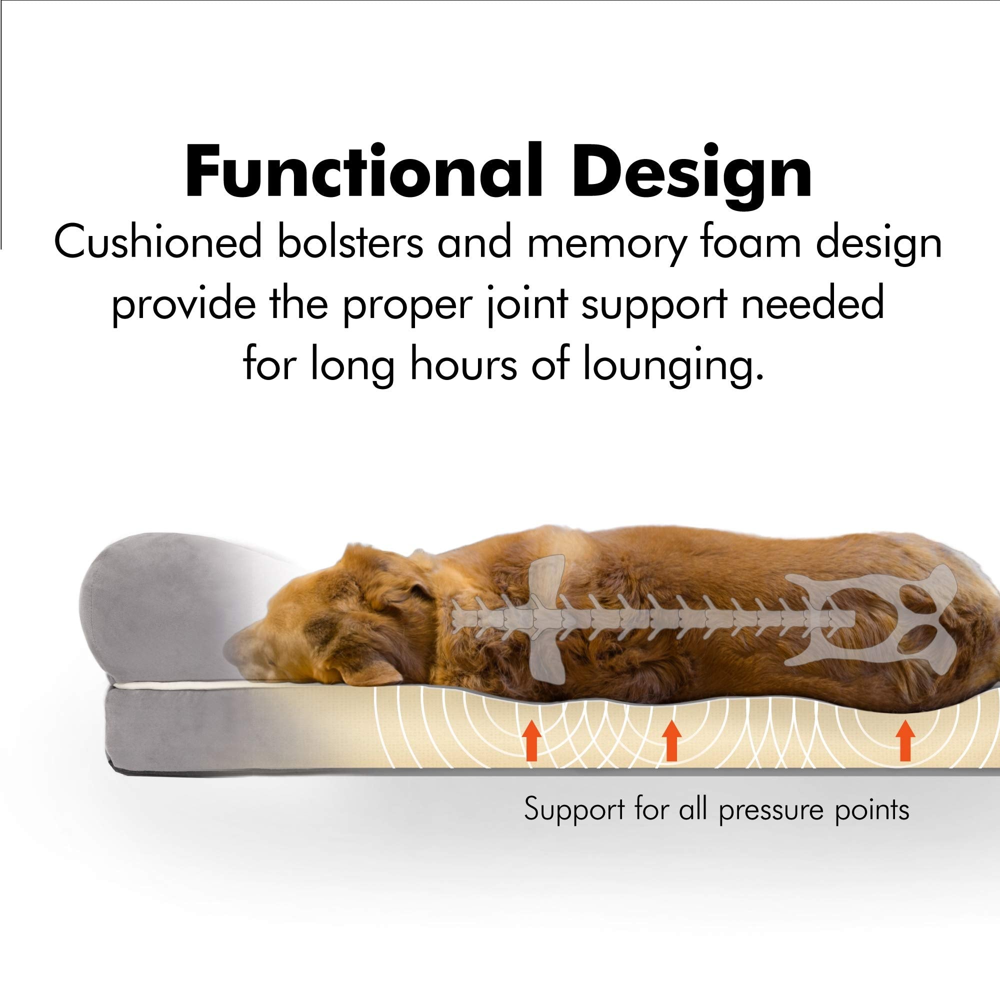 Friends Forever Small Dog Bed, Orthopedic Sofa Memory Foam Mattress, Calming Couch, Wall Rim Pillow, Water Resistant Liner, Wash
